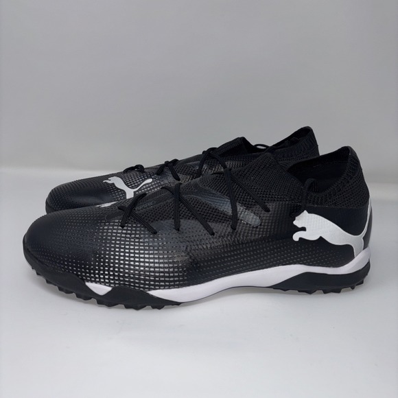 Puma Shoes - Puma Future 7 Match TT Soccer Turf Futsol Black White 107720-02 Mens Size 9.5